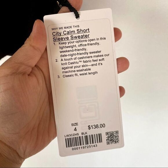 Lululemon City Calm Cashmere Knit Polo‎ Sweater Black Blouse - Picture 5 of 6